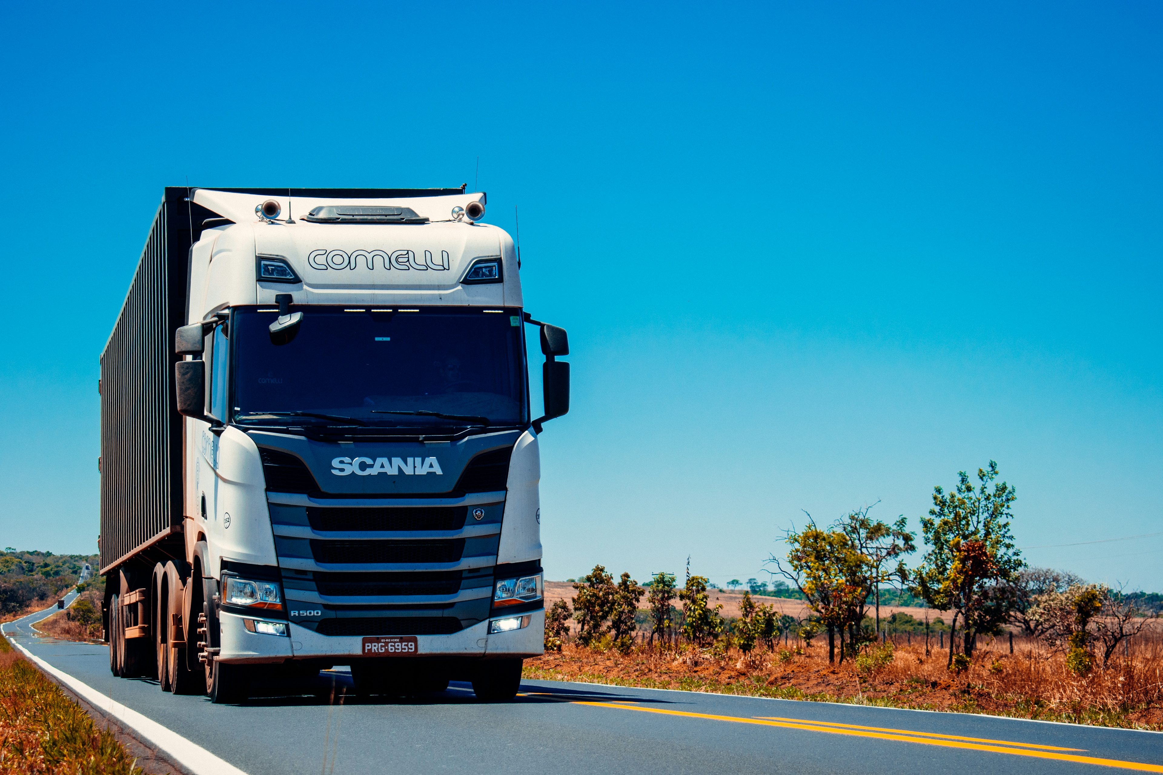 Container trucking shipping on highway